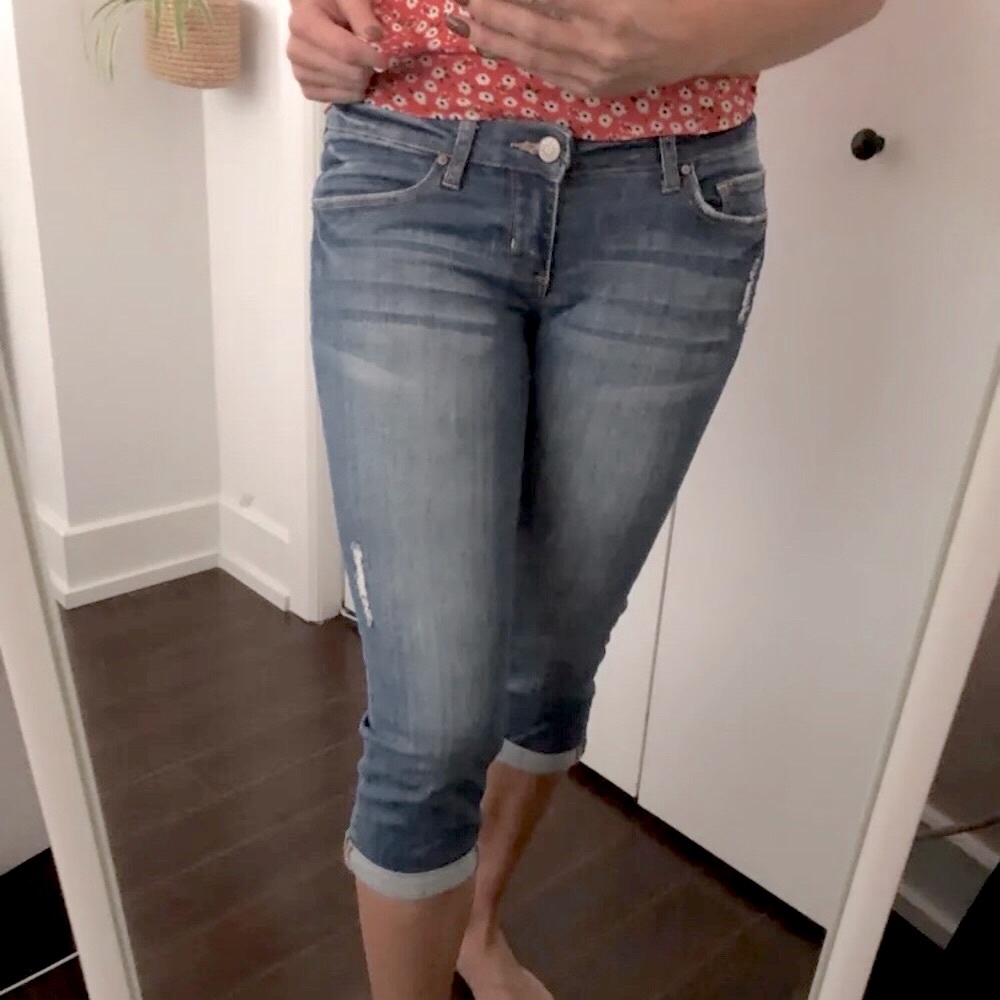 GRG DENIM cropped low rise jeans